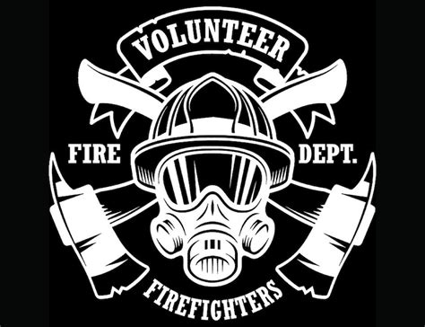 Firefighter Logo 54 Volunteer Firefighting Helmet Axes Mask Etsy