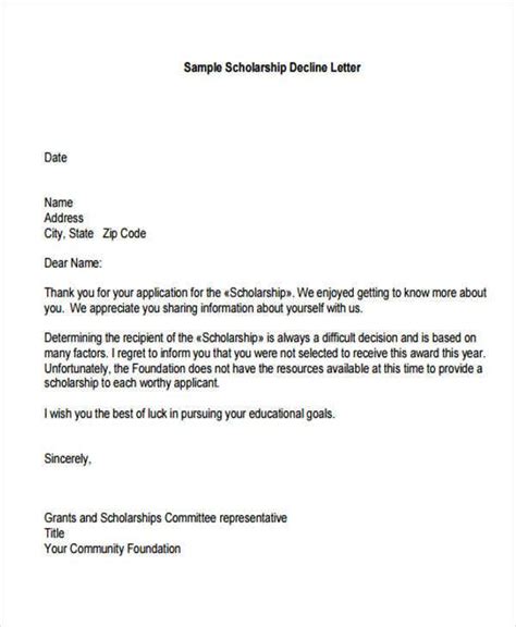 8 College Rejection Letters Free Sample Example Format Download