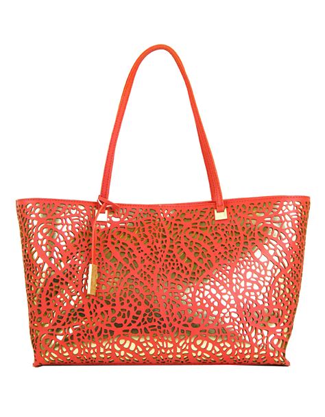 Ivanka Trump Julia Lasercut Faux Leather Double Shoulder Bag In Red