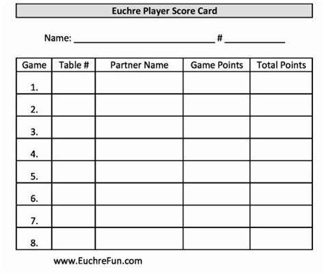 Printable Euchre Score Cards For 8 Players Printable Word Searches