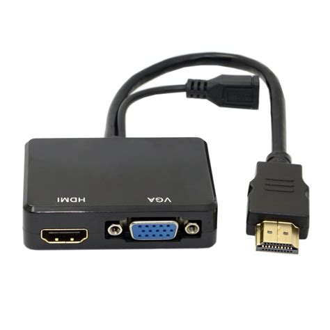 Cablecc Hdmi To Vga And Hdmi Female Splitter With Audio Video Cable
