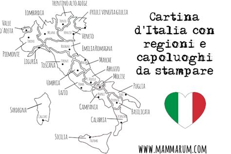 Cartina Ditalia Con Regioni E Capoluoghi Da Stampare Mammarum