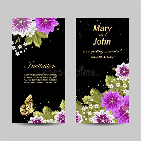 Set Of Wedding Invitation Cards Design Stock Vector Illustration Of