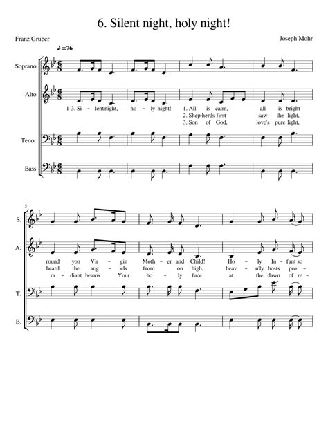 It is a german carol with music composed by franz gruber and lyrics written by joseph mohr. 6 Silent night holy night (piano) Sheet music for Piano | Download free in PDF or MIDI ...