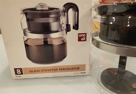 One All Glass Stovetop Percolator Coffee Pot Medelco 8 Cups Model Pk008 Euc Ebay