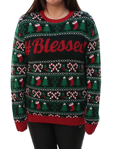 Ugly Christmas Sweater Plus Size Women S Blessed Sweatshirt