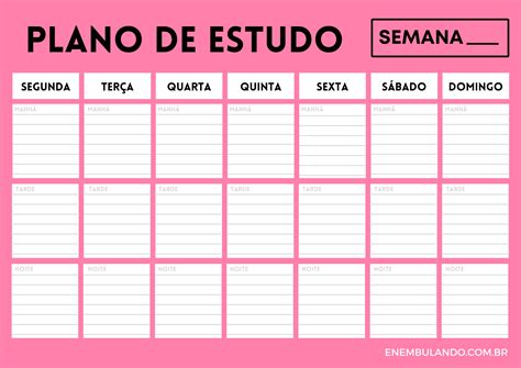 Cronograma De Estudo Para Imprimir