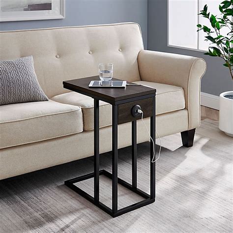 Simply Essential™ C Shape Side Table With Charging Ports Bed Bath And