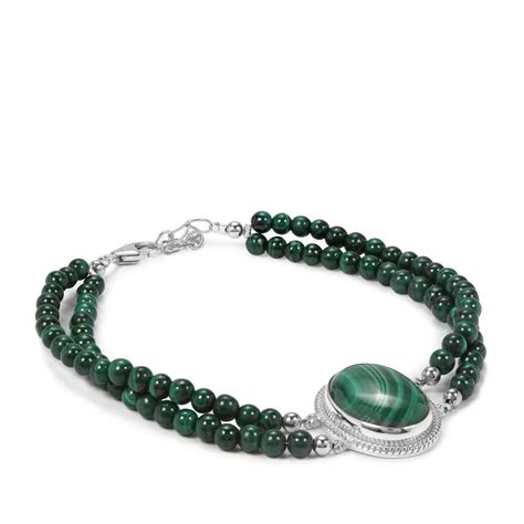 Malachite Sterling Bracelet In Sterling Silver Cts Gemporia