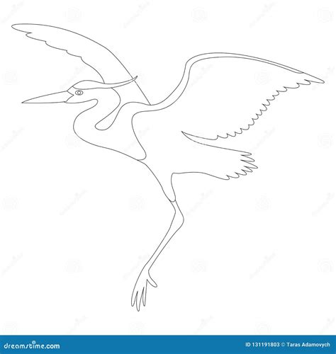 The Heron Is Flying Vector Illustration Lining Draw Stock Vector