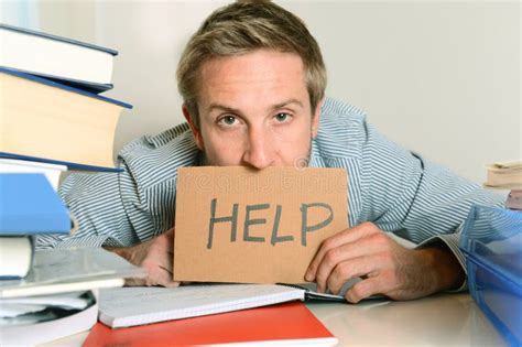 Young Student Overwhelmed Asking For Help Stock Photo Image Of