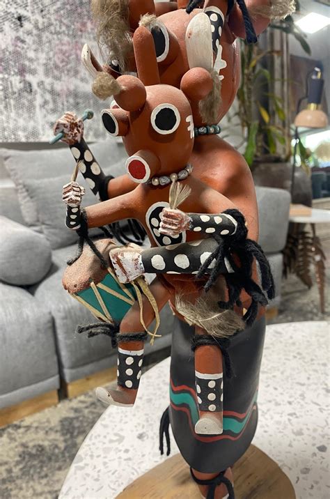 large signed native american hopi original mudhead kachina doll on stand for sale at 1stdibs