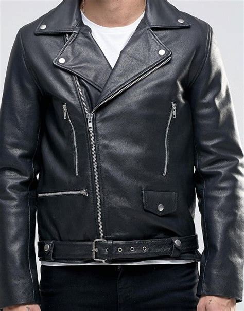 Asos Asos Leather Biker Jacket With Belt In Black Biker Jacket Leather Biker Jacket Jackets