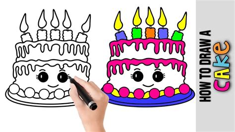 Draw this birthday cake by following this drawing lesson. How To Draw A Birthday Cake ★ Cute Easy Drawings Tutorial For Beginners Step By Step ★ Kids ...