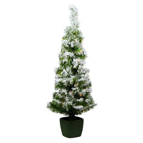 Northlight 35 Ft Pre Lit Potted Flocked Artificial Christmas Tree