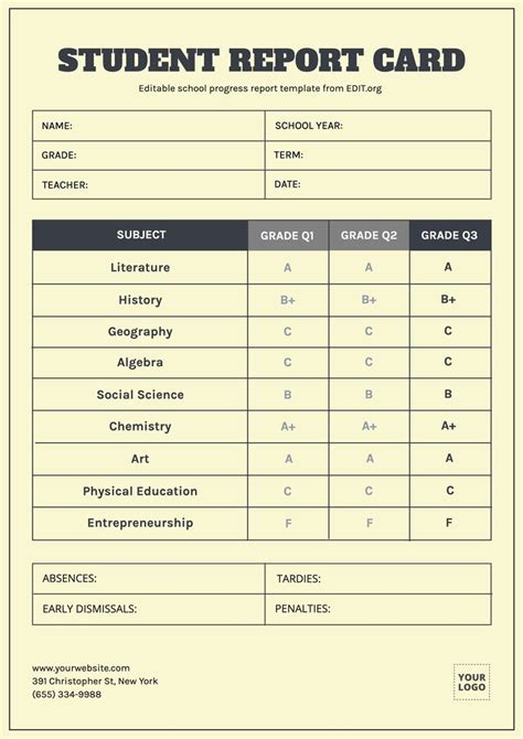 Free Online Printable Report Cards