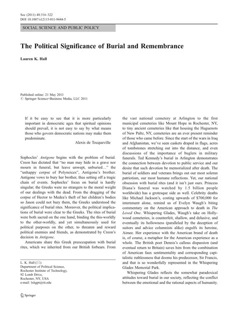 Pdf The Political Significance Of Burial And Remembrance