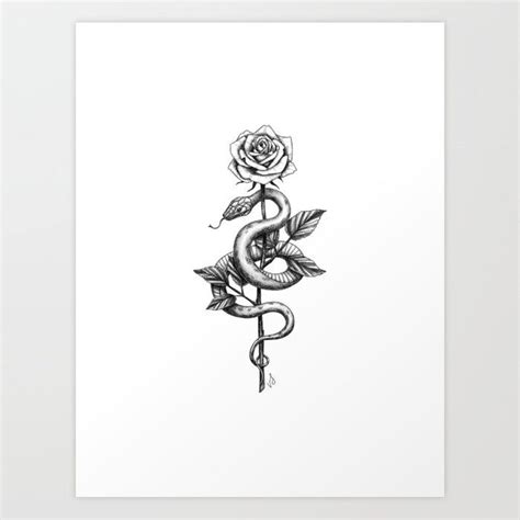 Snake And Rose Art Print By Vicink Snake Tattoo Design Small Tattoos