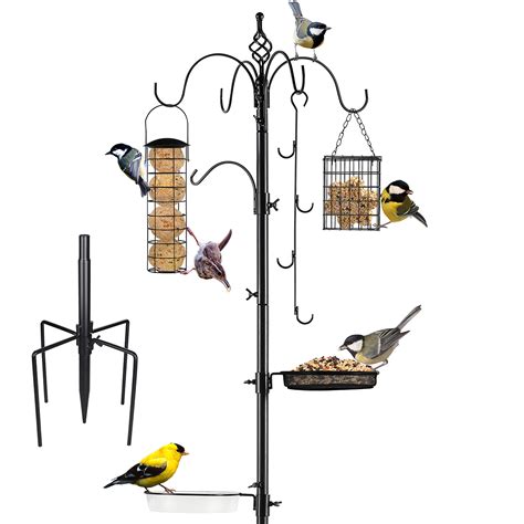 Buy Jeaa 6 Hook Bird Feeding Station Kit Bird Feeder Pole W 4 Bird Feeders Mesh Tray And Bird