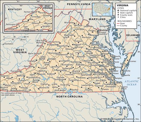 Large Detailed Administrative Map Of Virginia State With Roads Porn