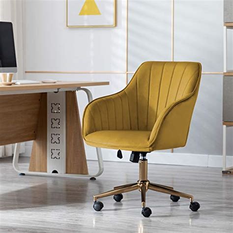 Duhome Velvet Desk Chair With Wheels Gold Desk Chair Adjustable Swivel