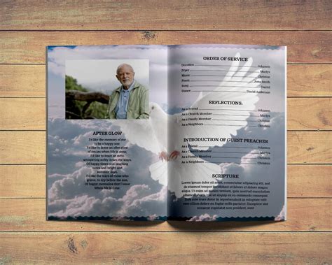 Angel Dove 8 Page Funeral Program Booklet Template Obituary Etsy