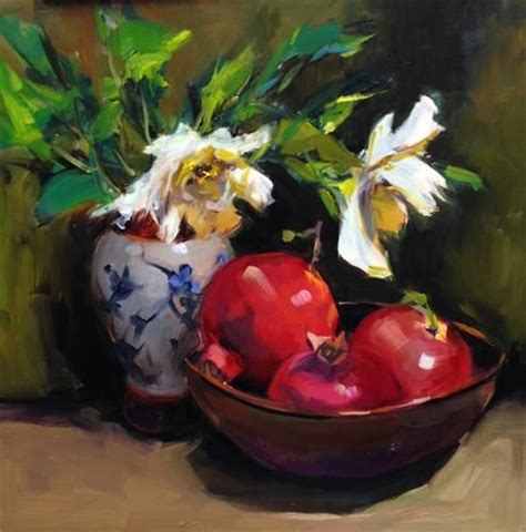 Daily Paintworks Still Life With Pomegranates Original Fine Art