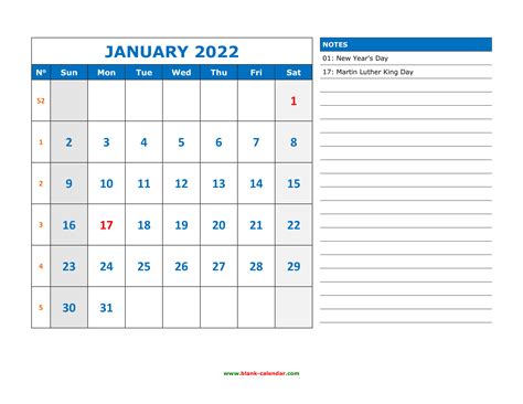 Free Download Printable Calendar 2022 Large Space For Appointment And