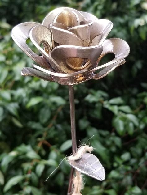 metal rose recycled metal rose steel rose sculpture welded rose art steampunk rose forever