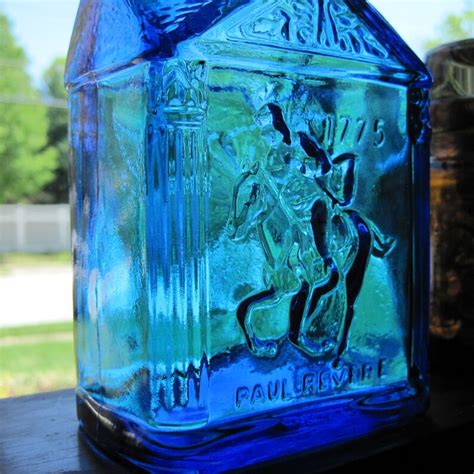 Vintage Wheaton Glass Blue Large Bottle Paul Revere 1775 On Etsy