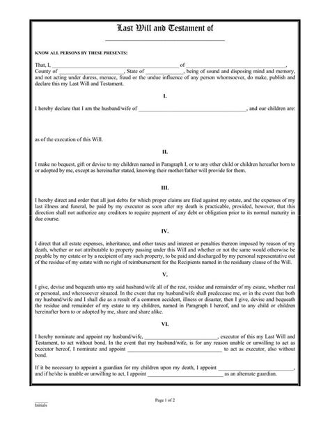 Writing A Will Template Nz Free Free Printable Templates
