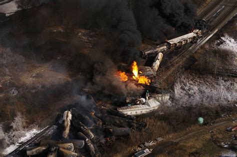 Photos Huge Flames Heavy Smoke Billows From Train Derailment In East