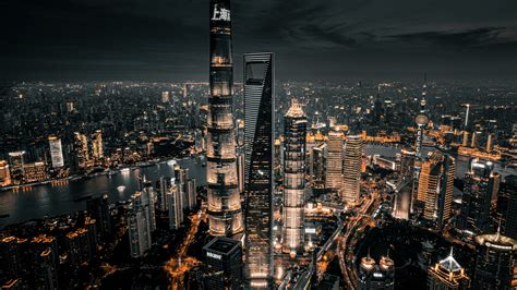 Shanghai City Wallpaper 4k Dark Aesthetic Cityscape