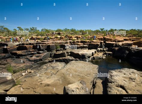 Tourists Atop King George Falls Kimberley Region Western Australia