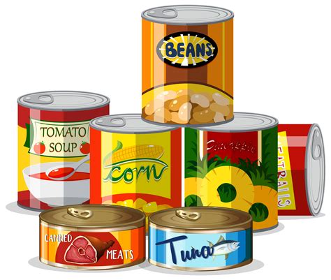 For families that are in immediate need of food and other household supplies, a local food bank can help. Set of canned food - Download Free Vectors, Clipart ...