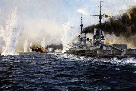 German Battleship Sms Markgraf Firing On The British Fleet At Etsy