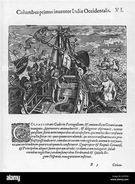 Christopher Columbus On His Way To The New World An Allegorical