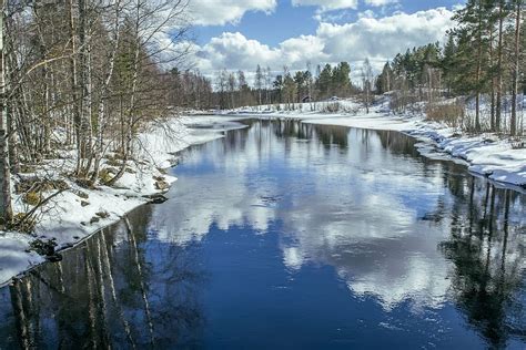 Hd Wallpaper River Sky Reflection Blue Landscape Water Finnish