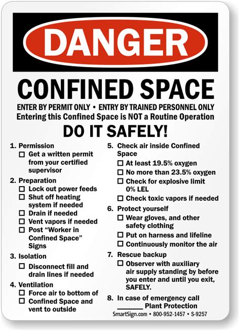 Confined Space Enter By Permit Only Entry By Trained Personnel Only Sign SKU S