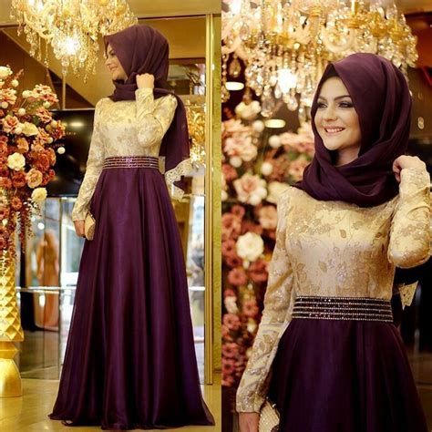 Gorgeous Muslim Evening Dress Long Sleeve Hijab Islamic Formal Occasion Dresses Evening Wear