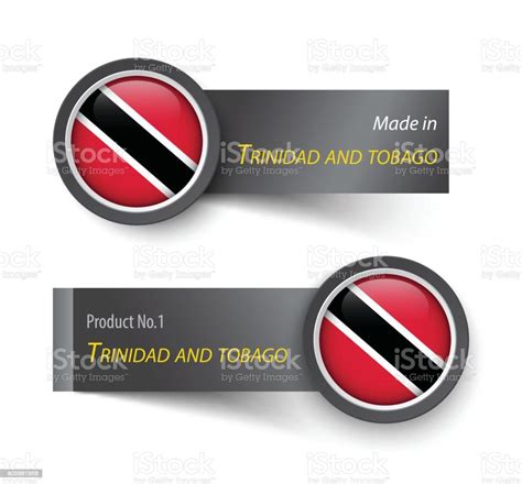 Flaggensymbol Und Beschriftung Mit Text In Trinidad Und Tobago Gab Stock Vektor Art Und Mehr