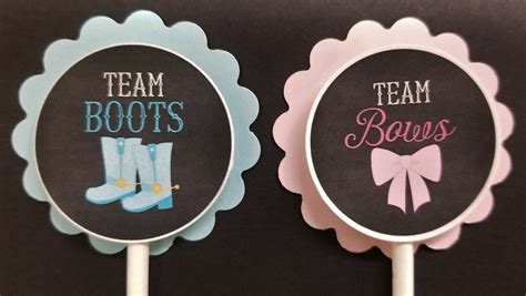 boots and bows gender reveal cupcake toppers set of 24 etsy
