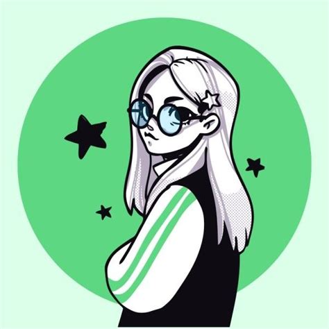 Green Animated Cool Girl Discord Profile Picture Avatar Template And
