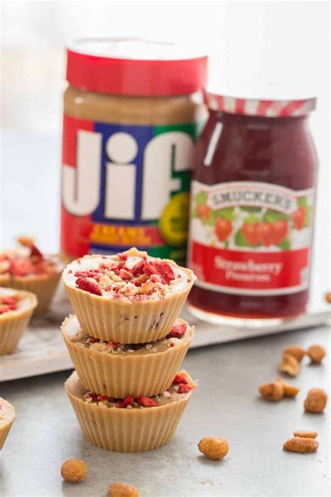 Peanut Butter And Jelly Cups Strawberry Blondie Kitchen