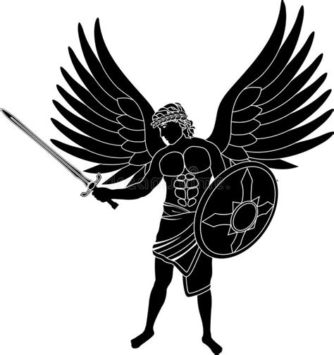 Sword And Shield Angel Stock Vector Illustration Of Angry 42566758