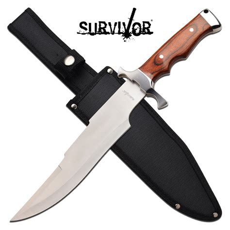 Survival Bowie Knife 145 Inch Fixed Blade Knife Brown Pakka