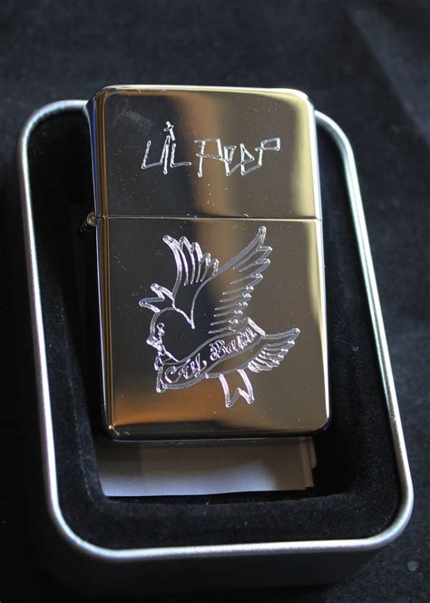 Lil Peep Lighter Solid Brass Chrome Finish Cry Baby Bird Logo Etsy
