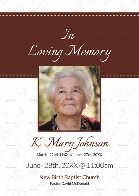 Obituary Funeral Template for Celebrities in Adobe Photoshop, Microsoft Word