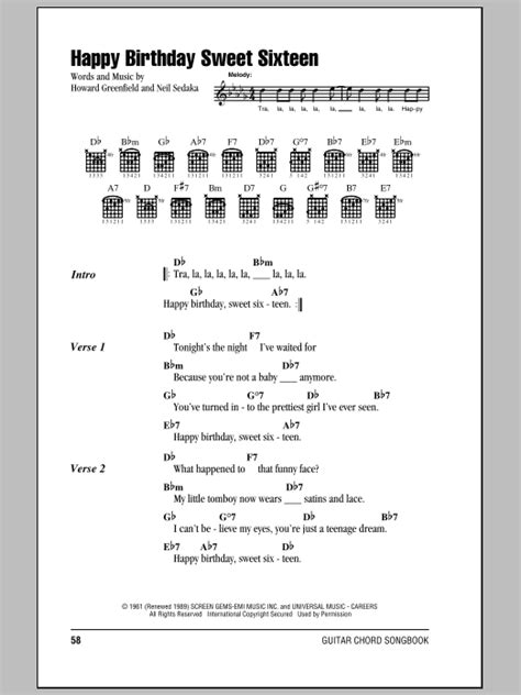 Show the world what you are playing with chordu. Happy Birthday Sweet Sixteen by Neil Sedaka - Guitar ...