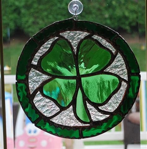 St Patricks Day Stained Glass Shamrock Suncatcher By Manemannart